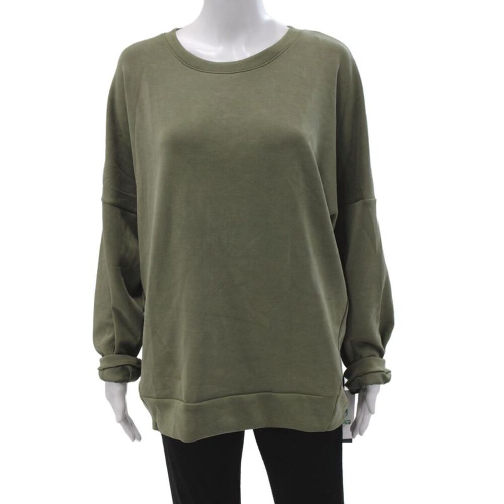 MPG Womens Pullover Sweatshirt Green Long Sleeve Crew Neck Size L